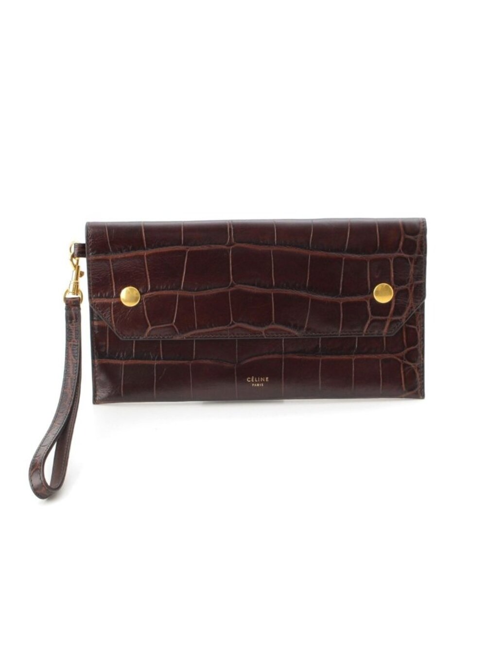 Celine Calfskin Clutch Brown